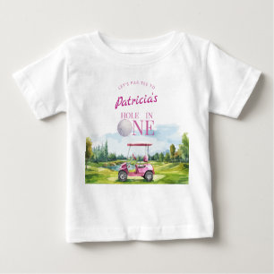 Hole In One Pink Golf 1st Birthday  Baby T-Shirt