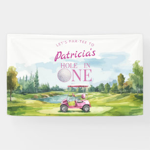 Hole In One Pink Golf 1st Birthday  Banner