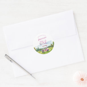 Hole In One Pink Golf 1st Birthday Classic Round Sticker