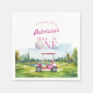 Hole In One Pink Golf 1st Birthday  Napkin