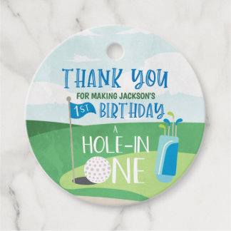 Hole in One Round Labels, Golf Thank You Favour Tags