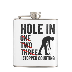 Hole in One two Tree I Stopped Counting Funny Golf Hip Flask