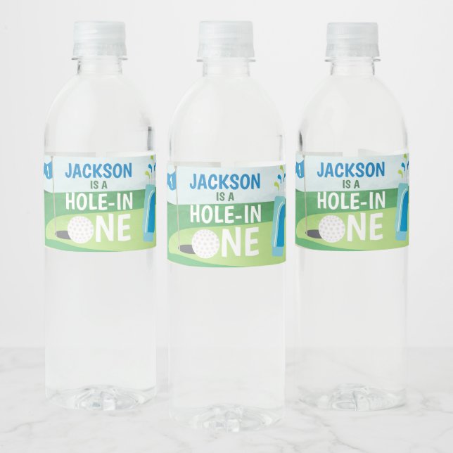Hole in One Water Bottle Labels, Golf Birthday Water Bottle Label (Bottles)