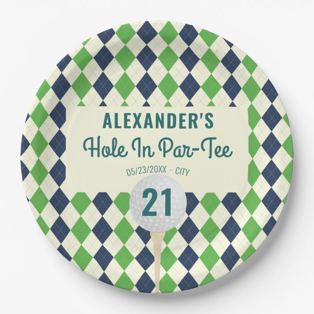Hole in Par-Tee Any Age Golf Mastered Birthday Paper Plate (Front)