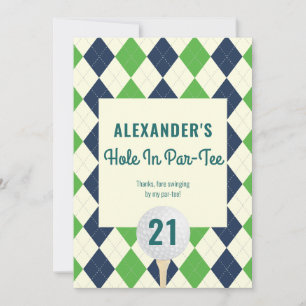 Hole in Par-Tee Any Age Golf Mastered Birthday Thank You Card