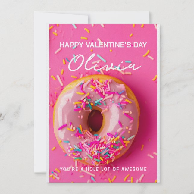 Hole Lot Awesome Funny Doughnut Valentine's Day Ca Holiday Card (Front)