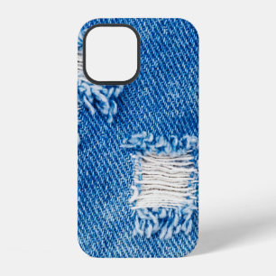 Hole on Denim Jeans. Ripped Destroyed Torn Blue je iPhone 12 Case