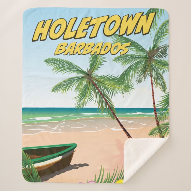 Holetown Barbados Sherpa Blanket (Front)