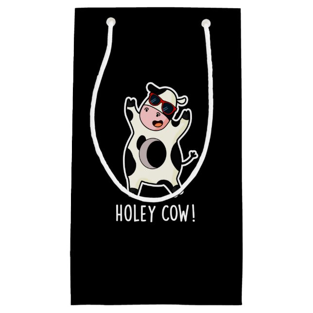 Holey Cow Funny Animal Pun Dark BG Small Gift Bag (Front)