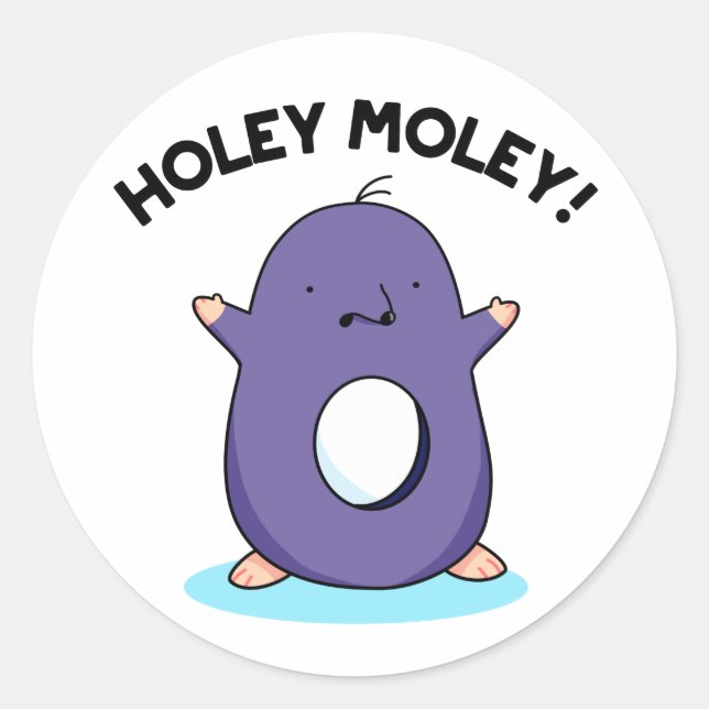 Holey Moley Funny Mole Pun  Classic Round Sticker (Front)