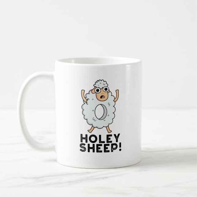 Holey Sheep Funny Animal Pun  Coffee Mug (Left)