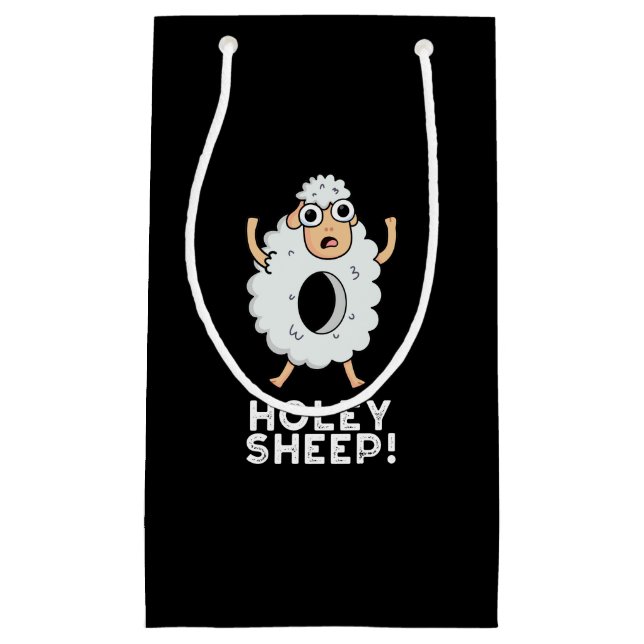 Holey Sheep Funny Animal Pun Dark BG Small Gift Bag (Front)