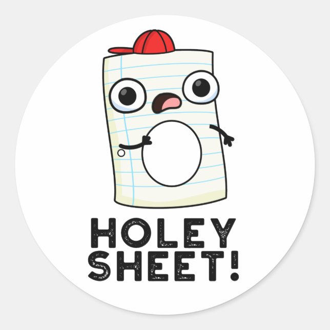 Holey Sheet Funny Paper Pun  Classic Round Sticker (Front)