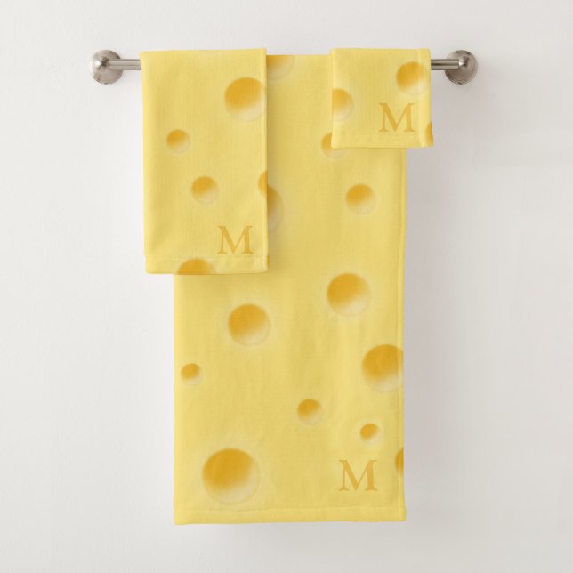 Holey Swiss Cheese Fanciful Monogrammed Gift Bath Towel Set (Insitu)