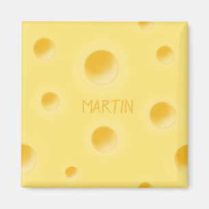 Holey Swiss Cheese Personalised Yellow Cheesy Magnet