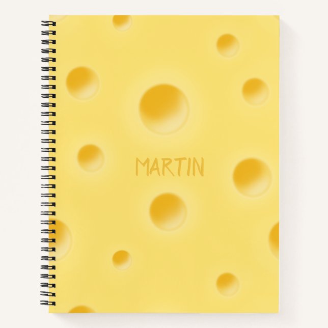 Holey Swiss Cheese Personalised Yellow Cheesy Notebook (Front)