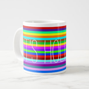 HOLI coloured Stripes pattern + your ideas Large Coffee Mug