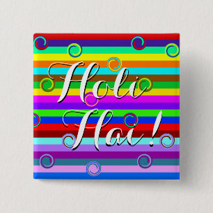 HOLI coloured Stripes Swirls pattern + your ideas 15 Cm Square Badge