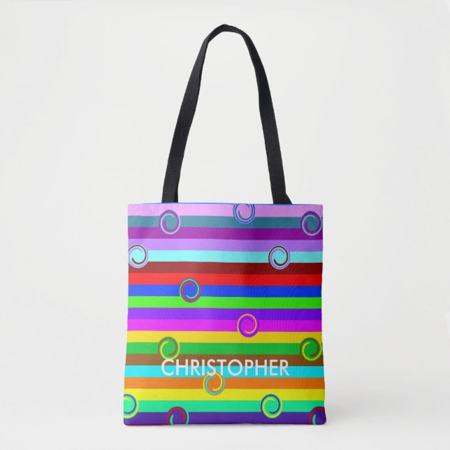 HOLI coloured Stripes Swirls pattern + your ideas Tote Bag (Front)