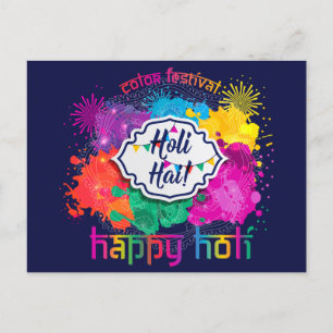 Holi Colourful Paint & Fireworks Postcard