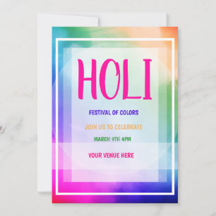 Holi Festival of Colors Festival Invitation