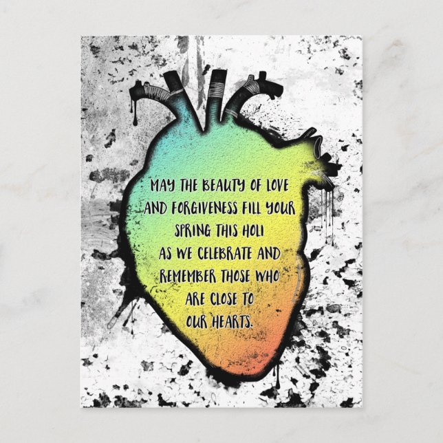 Holi Heart Festival of Love and Colour Postcard (Front)