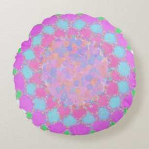 Holi paint splash floral rangoli round cushion