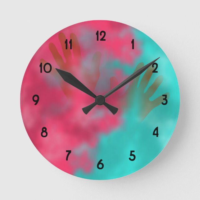 Holi Powder and Hands Round Clock (Front)