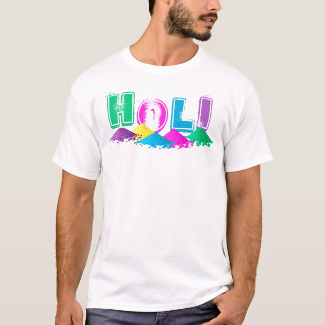 Holi with Piles of Colourful Powders T-Shirt (Front)