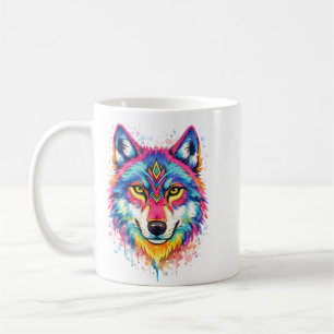 Holi Wolf Watercolor - Colorful Festival T-Shirt Coffee Mug