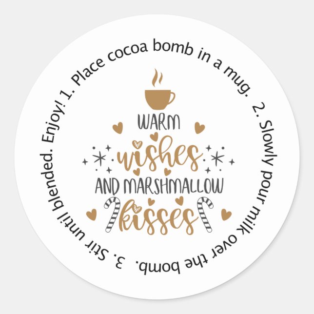 Holidacocoa bomb sticker, hot chocolate bomb label (Front)