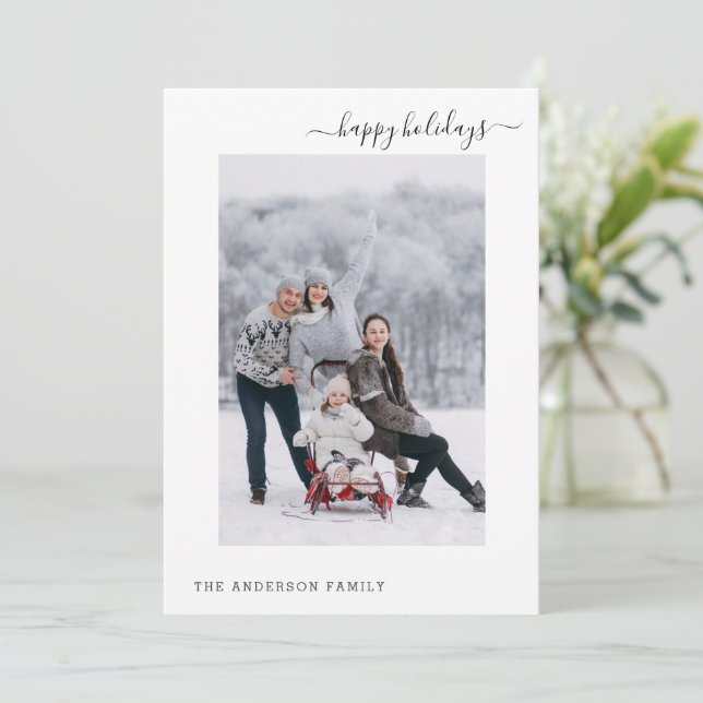 Holiday 2 Photo Modern Minimal 2024 Simple Card (Standing Front)