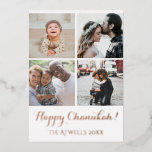Holiday 4 Photos Happy Chanukah Family White Foil<br><div class="desc">Quick and easy holiday card to send family and friends during the holiday season.</div>