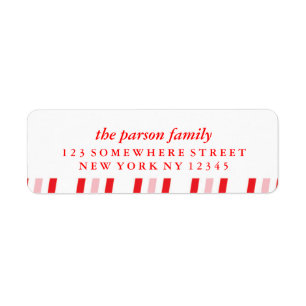 Holiday Address Label Candy Cane 4 Return Address Label