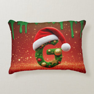 Holiday Alphabet Letter G Santa Hat 🎅 Decorative Cushion