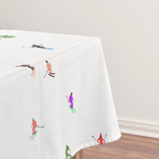 Holiday Alpine Skiers Skiing  Tablecloth (In Situ)