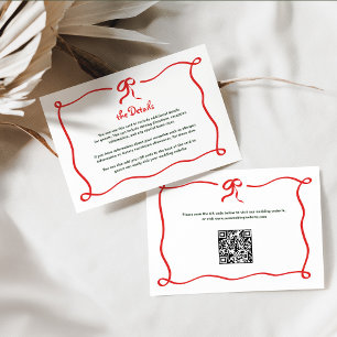 Holiday Amour French Bow Wedding Details QR Code Enclosure Card