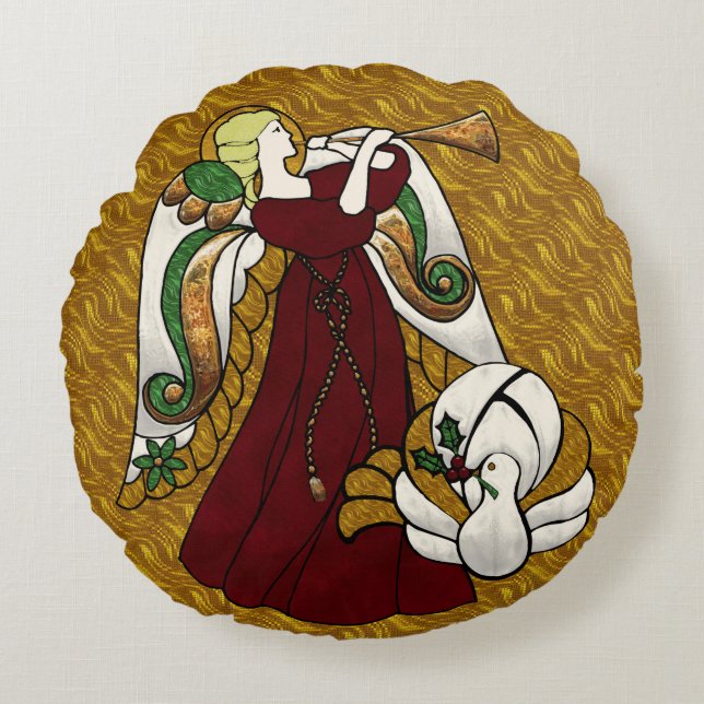Holiday Angel Round Cushion (Front)