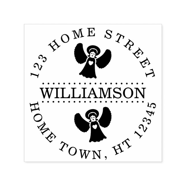 Holiday Angels Circular Return Address Self-inking Stamp (Design)