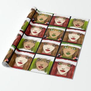 Holiday Anime Girls Wrapping Paper