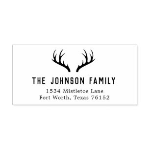 Holiday Antler Return Address Rubber Stamp