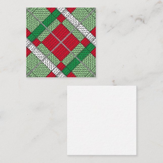 HOLIDAY ARGYLE KNIT 2.5" Square Flat Card  (Front/Back)