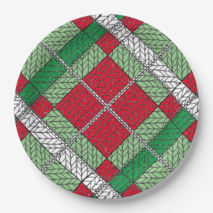 HOLIDAY ARGYLE KNIT 9" Round Paper Plates