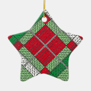 HOLIDAY ARGYLE KNIT Ceramic Star Ornament