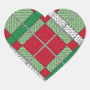 HOLIDAY ARGYLE KNIT Heart Stickers