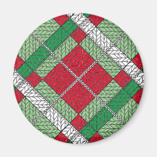 HOLIDAY ARGYLE KNIT Round Magnet