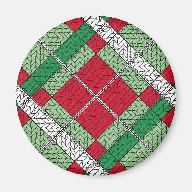 HOLIDAY ARGYLE KNIT Round Magnet (Front)