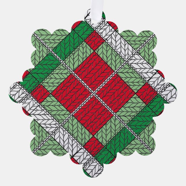 HOLIDAY ARGYLE KNIT Snowflake Paper Ornament (Front)
