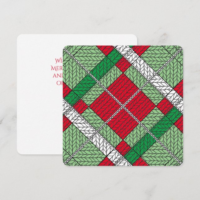 HOLIDAY ARGYLE KNIT Square Flat Christmas Card  (Front/Back)