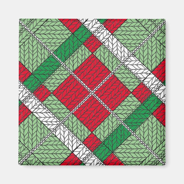 HOLIDAY ARGYLE KNIT Square Magnet (Front)